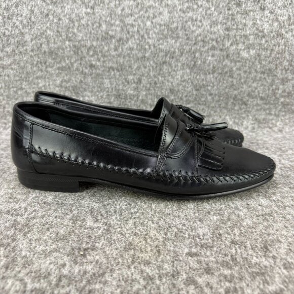 ✅ Mens 10.5 Giorgio Brutini Le Glove Loafers Black Leather Tassel Fringe Slip-On main image 12